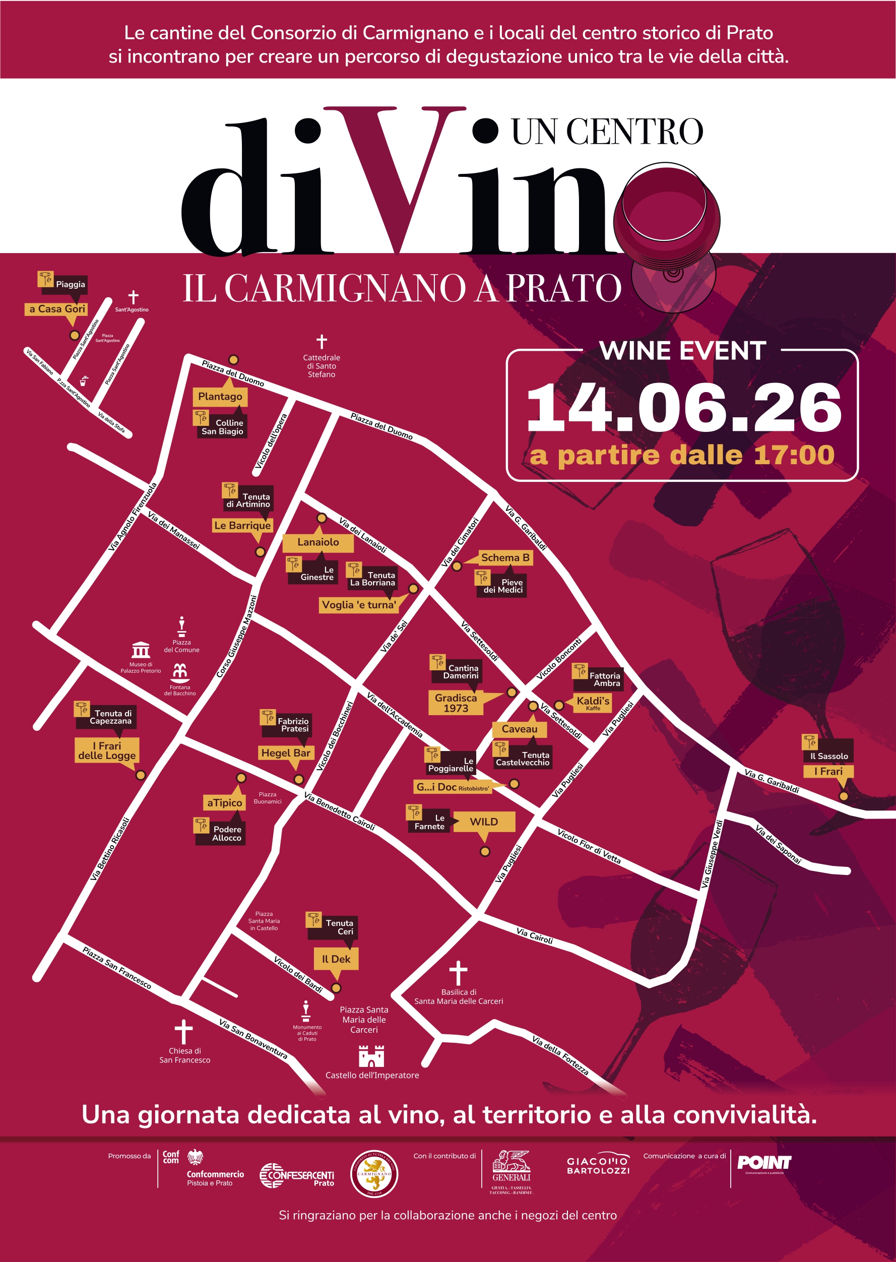 UN CENTRO DI VINO – IL CARMIGNANO A PRATO: WINE EVENT 14 GIUGNO 2026 A PRATO